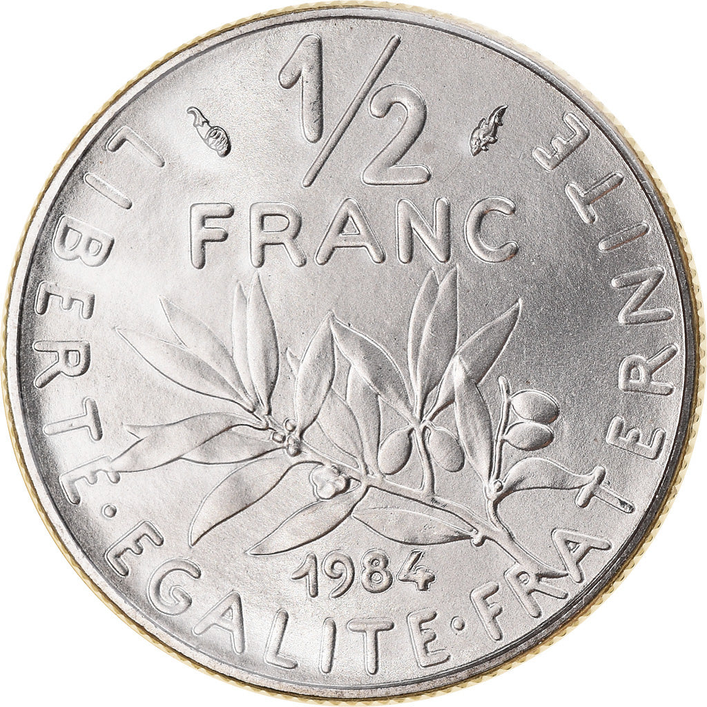 Moneta, Francja, Semeuse, 1/2 Franc, 1984, Paris, FDC, MS(65-70), Nikiel