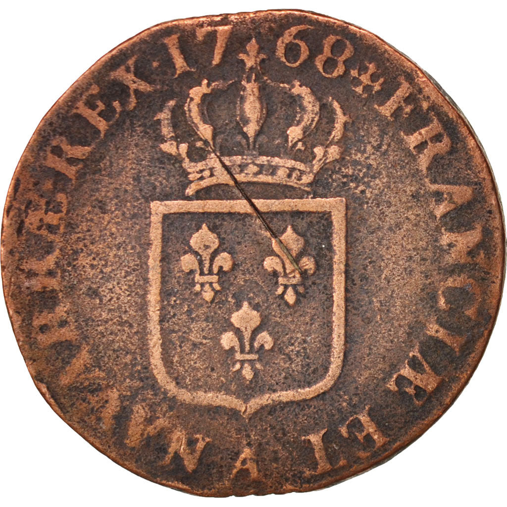 Francia, Louis XV, Sol à la vieille tête, Sol, 1768, Paris, MB, Rame, KM:54...