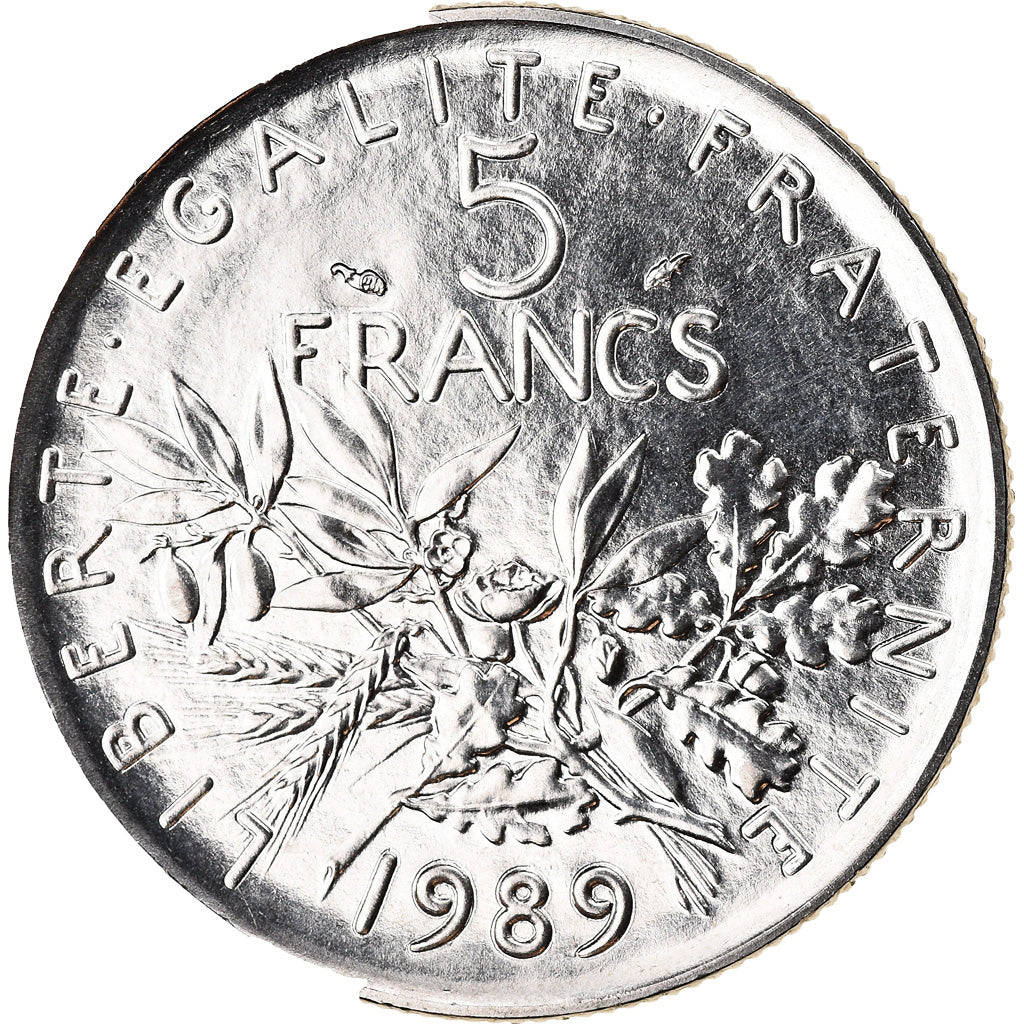 Moneta, Francia, Semeuse, 5 Francs, 1989, Paris, FDC, Nichel placcato