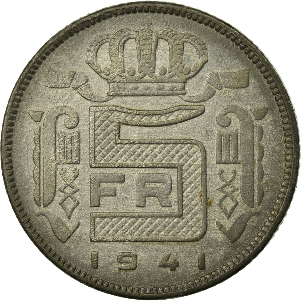 Coin, Belgium, 5 Francs, 5 Frank, 1941, EF(40-45), Zinc, KM:130