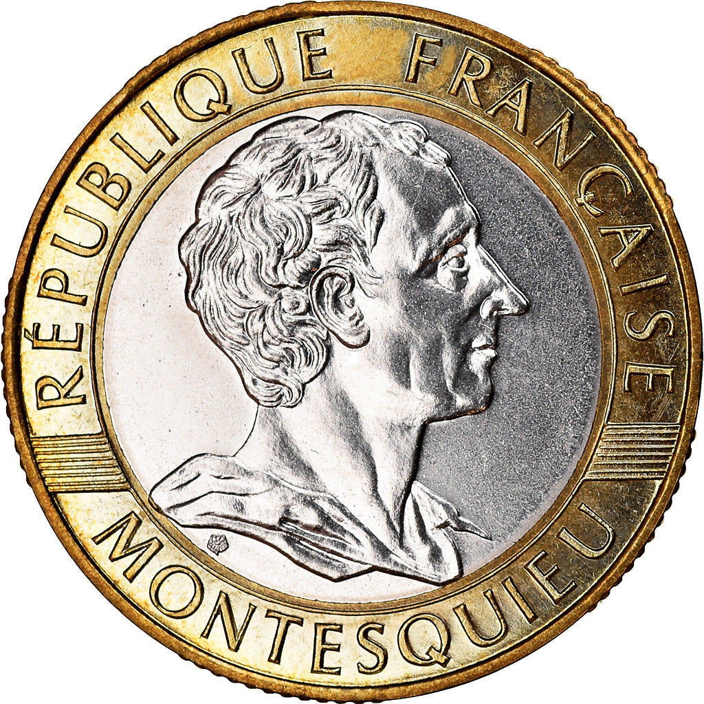 Coin, France, Montesquieu, 10 Francs, 1989, Paris, MS(65-70), Bi-Metallic