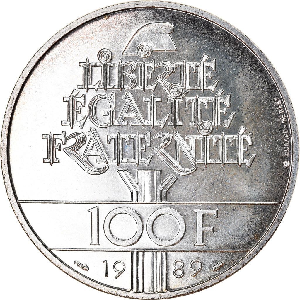 Coin, France, Droits de l'Homme, 100 Francs, 1989, MS(65-70), Silver, KM:970