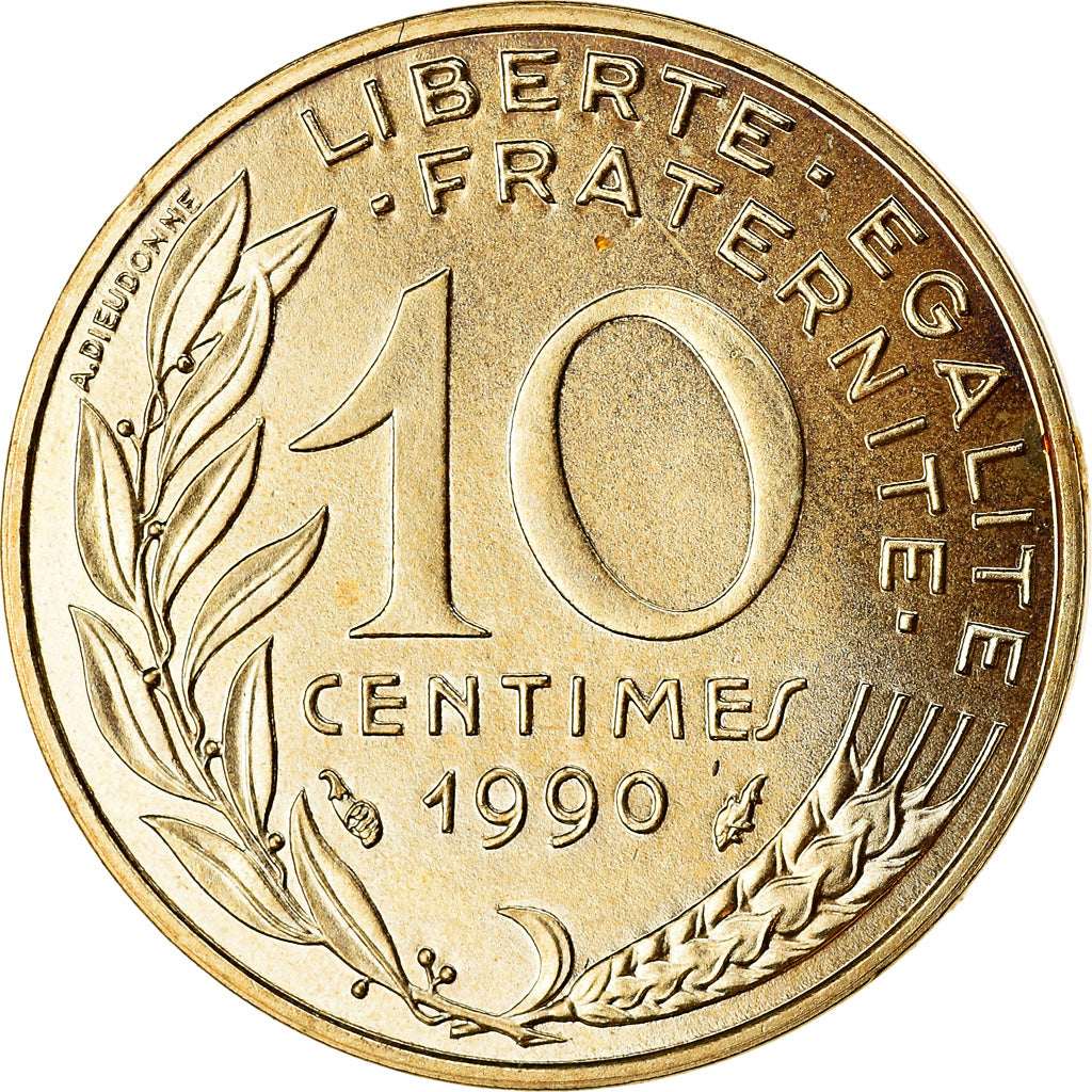 Coin, France, Marianne, 10 Centimes, 1990, Paris, MS(65-70), Aluminum-Bronze