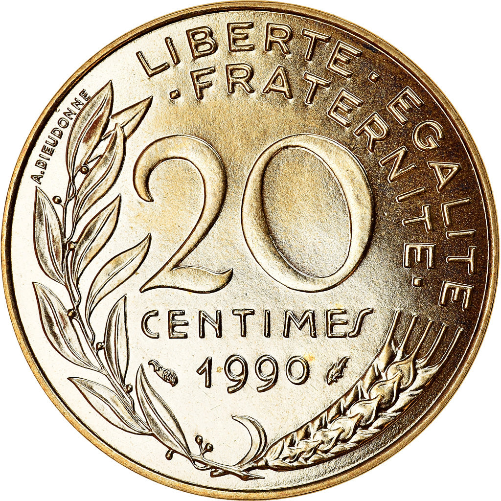 Monnaie, France, Marianne, 20 Centimes, 1990, Paris, FDC, Aluminum-Bronze
