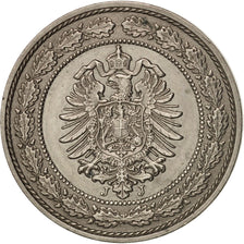 GERMANY - EMPIRE, Wilhelm I, 20 Pfennig, 1887, Hamburg, AU(55-58), KM 9.1