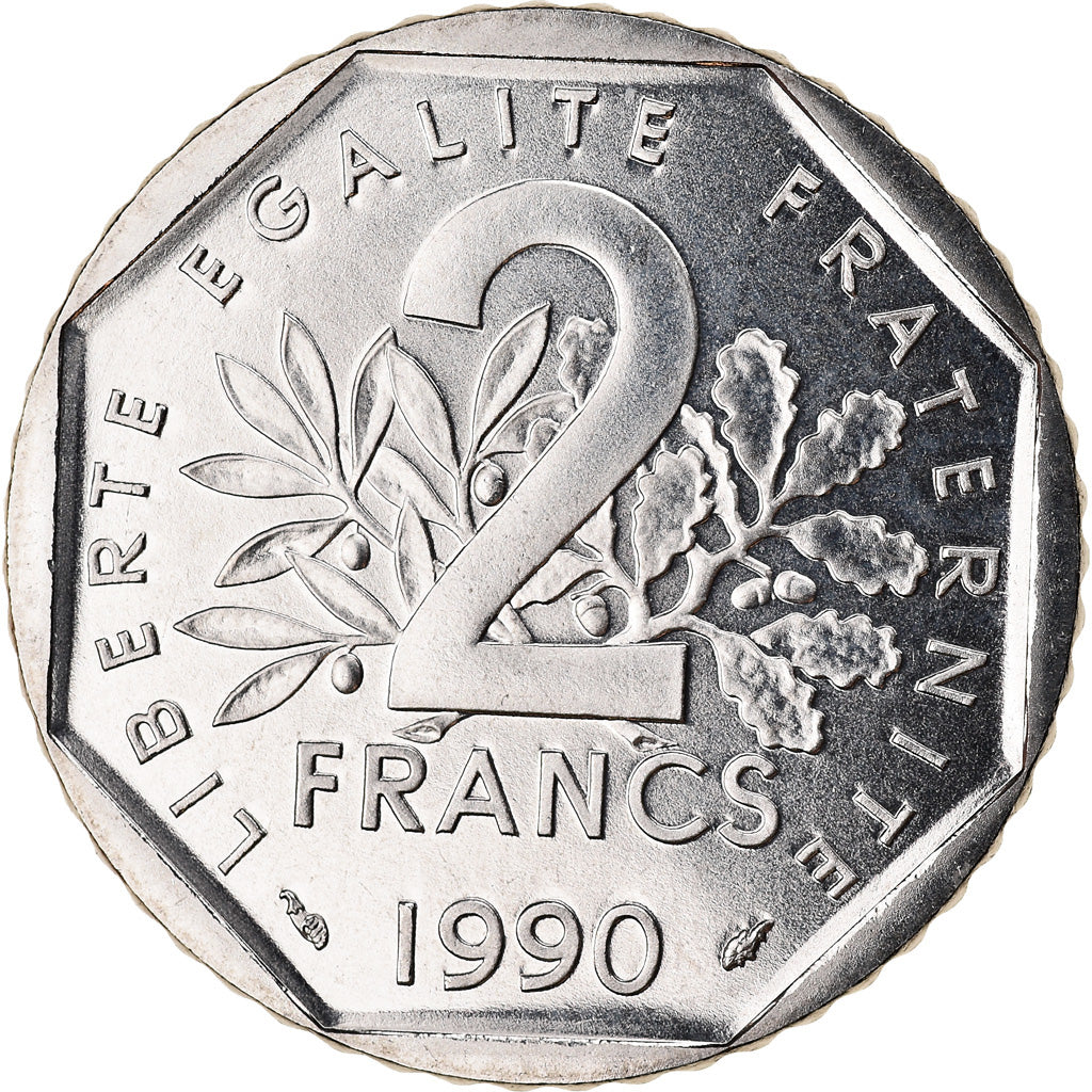 Coin, France, Semeuse, 2 Francs, 1990, Paris, MS(65-70), Nickel, KM:942.1
