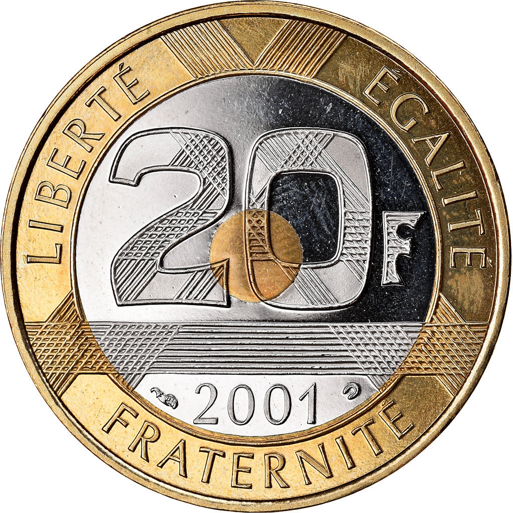 Coin, France, Mont Saint Michel, 20 Francs, 2001, Paris, BE, MS(65-70)