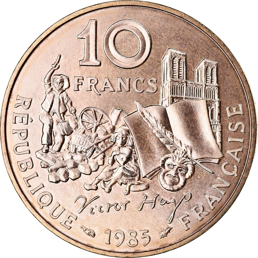 Munten, Frankrijk, Victor Hugo, 10 Francs, 1985, Paris, FDC, Nickel-Bronze
