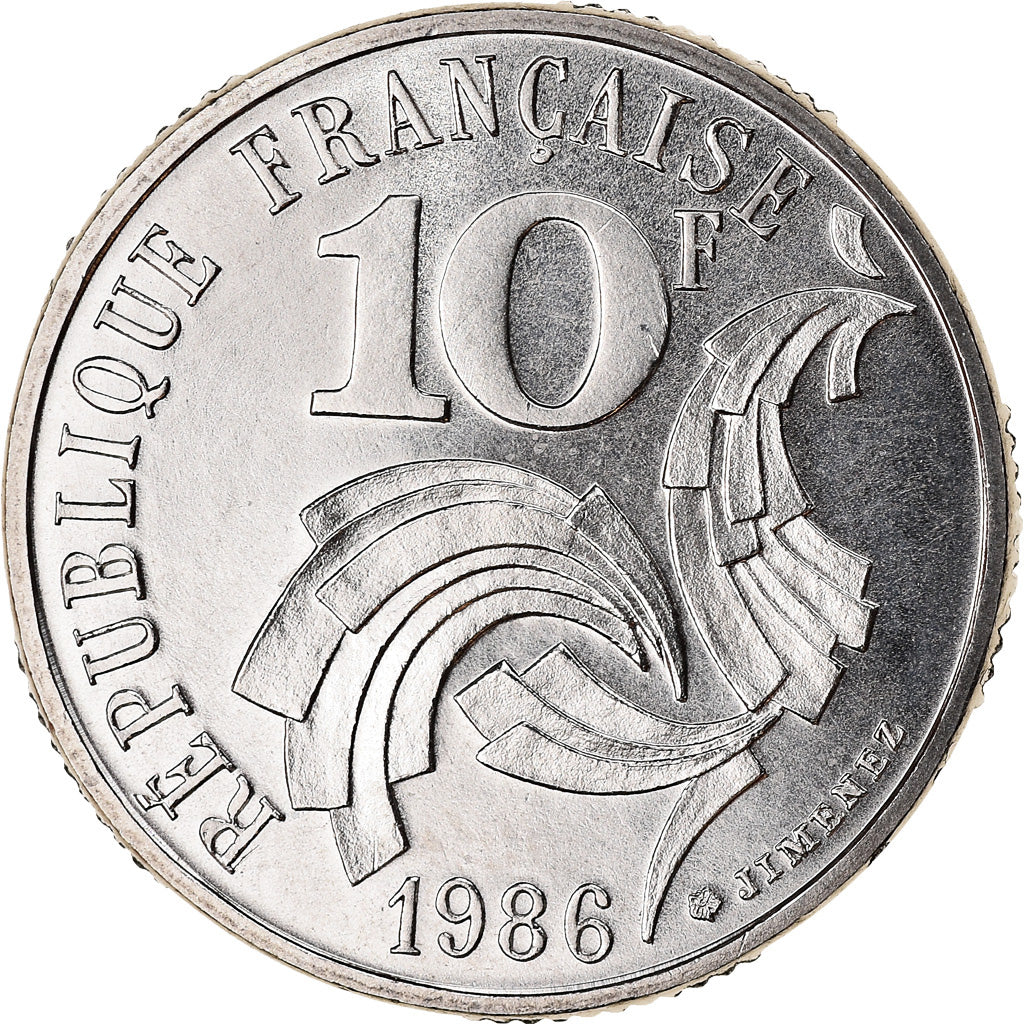 Coin, France, Jimenez, 10 Francs, 1986, Paris, MS(65-70), Nickel, KM:959