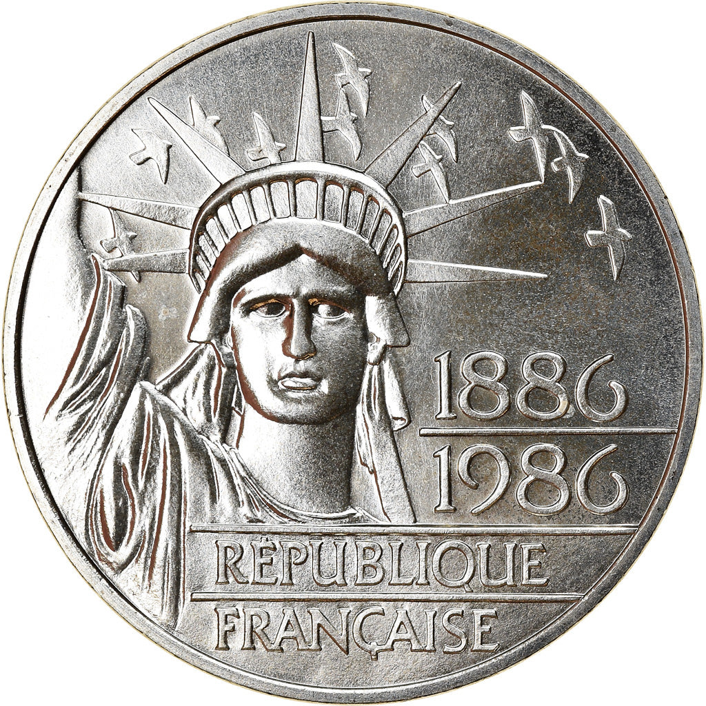 Coin, France, Statue de la Liberté, 100 Francs, 1986, MS(65-70), Silver
