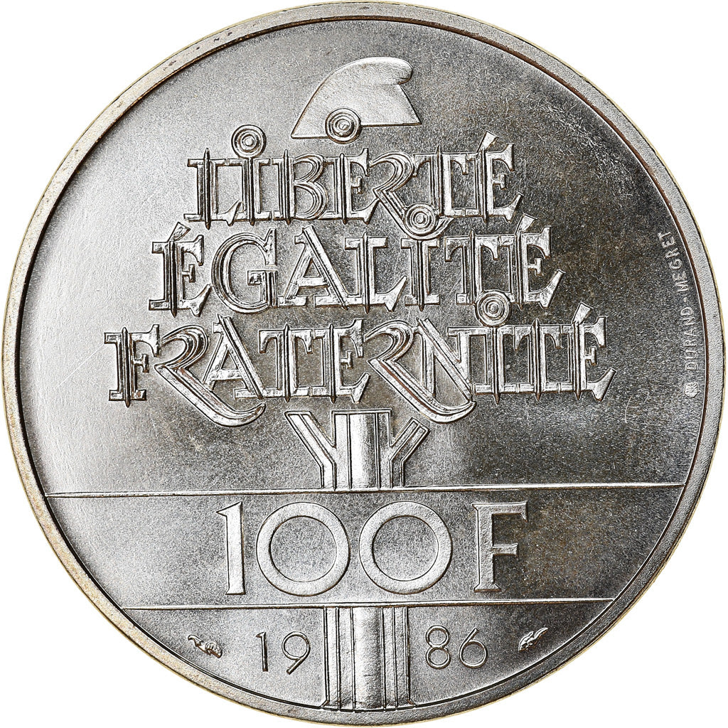 Coin, France, Statue de la Liberté, 100 Francs, 1986, MS(65-70), Silver