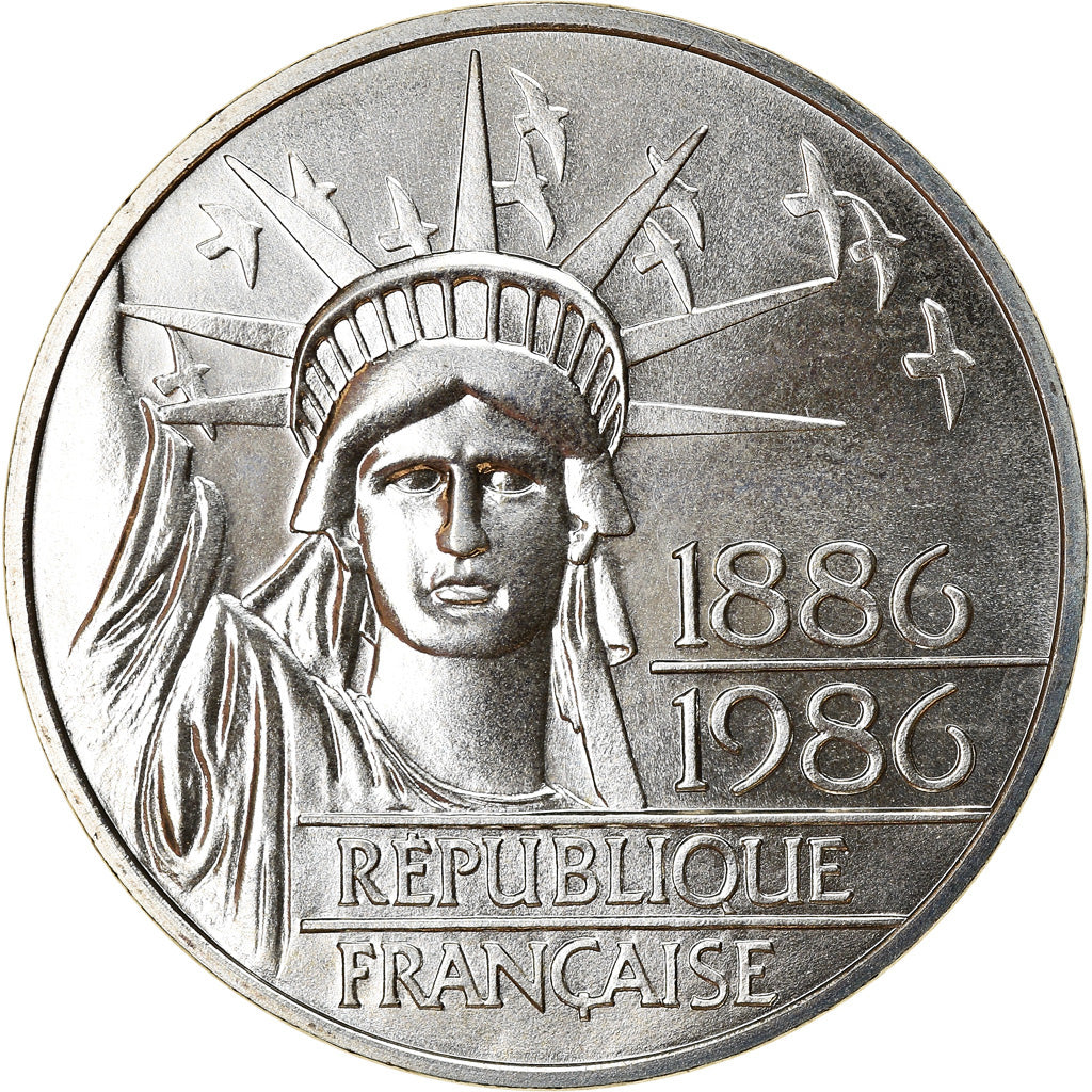 Coin, France, Statue de la Liberté, 100 Francs, 1986, MS(65-70), Silver