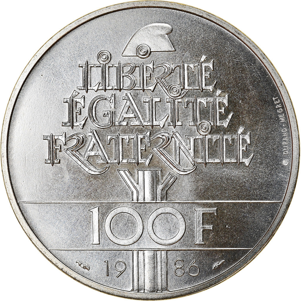 Coin, France, Statue de la Liberté, 100 Francs, 1986, MS(65-70), Silver