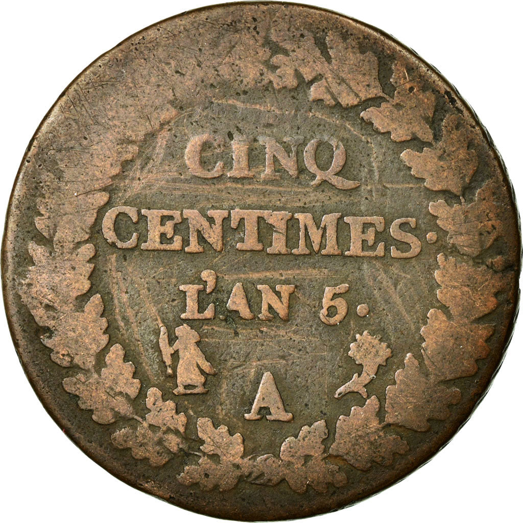 Coin, France, Dupré, 5 Centimes, 1796, Paris, VF(20-25), Bronze, KM:640.1