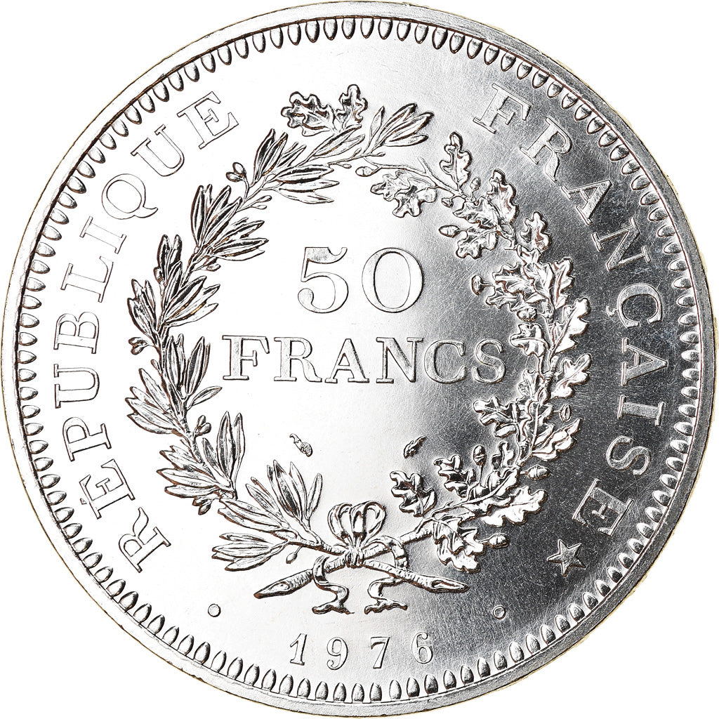 Coin, France, Hercule, 50 Francs, 1976, Paris, MS(65-70), Silver, KM:941.1