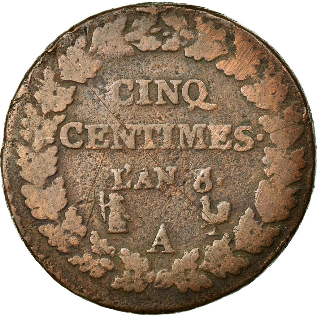 Coin, France, Dupré, 5 Centimes, 1799, Paris, VF(20-25), Bronze, KM:640.1