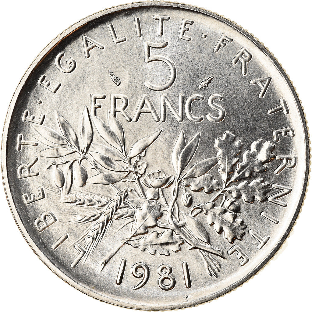 Coin, France, Semeuse, 5 Francs, 1981, Paris, MS(65-70), Nickel Clad