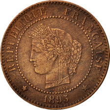 France, Cérès, 2 Centimes, 1895, Paris, EF(40-45), Bronze, KM:827.1, Gadoury 105