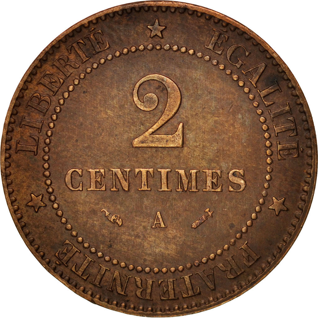 France, Cérès, 2 Centimes, 1895, Paris, EF(40-45), Bronze, KM:827.1, Gadoury 105