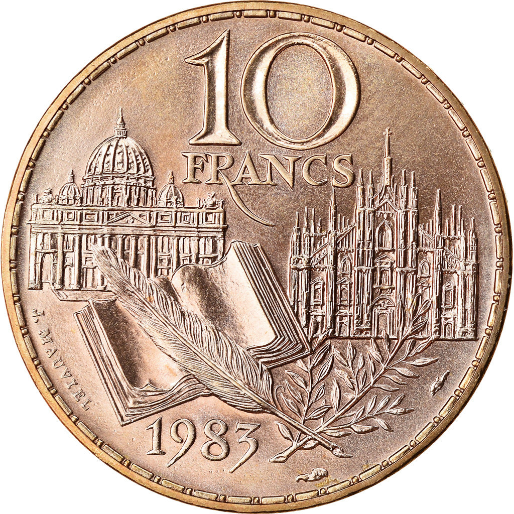 Coin, France, Stendhal, 10 Francs, 1983, Paris, Tranche B, MS(65-70)
