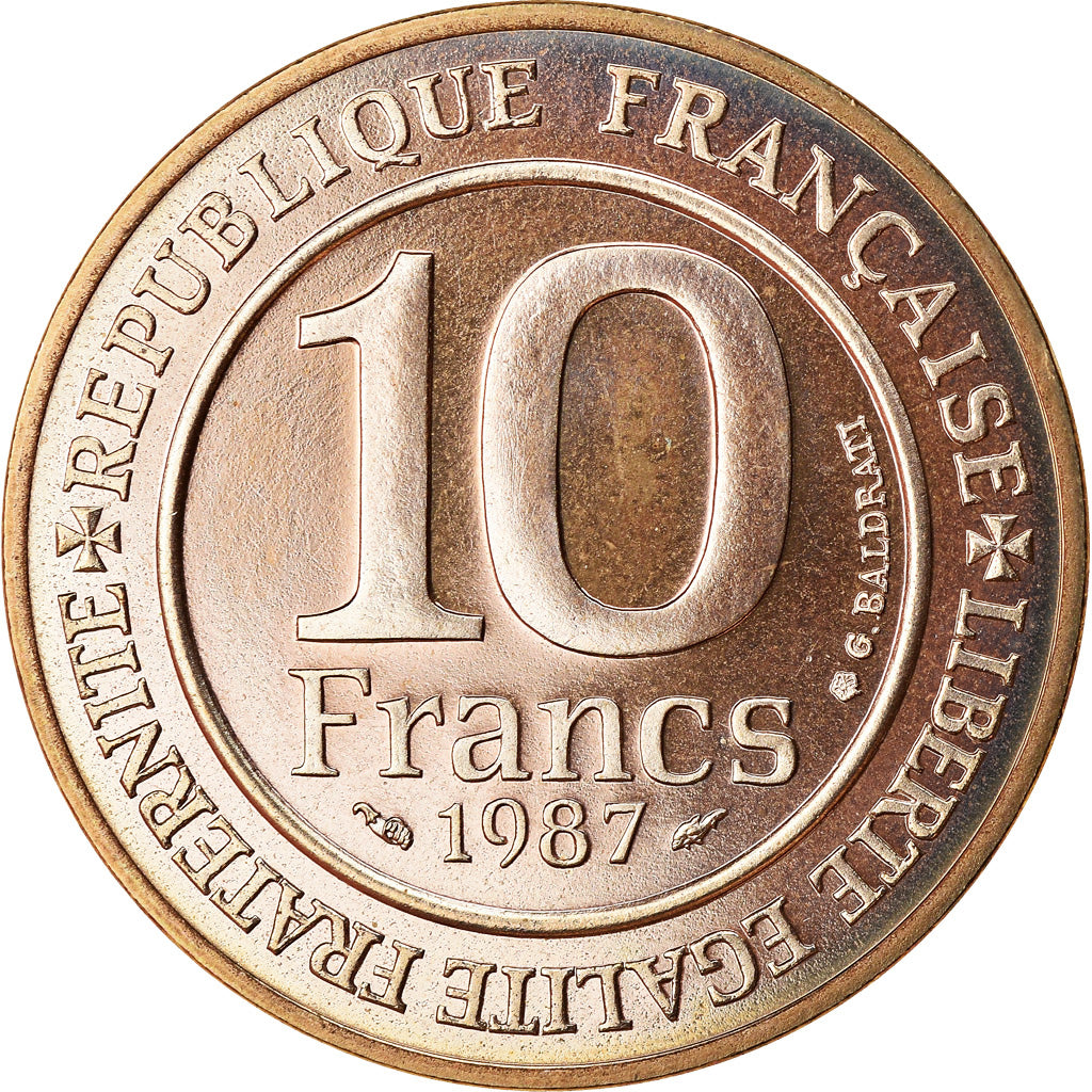 Coin, France, 10 Francs, 1987, Paris, MS(65-70), Nickel-Bronze, KM:961d