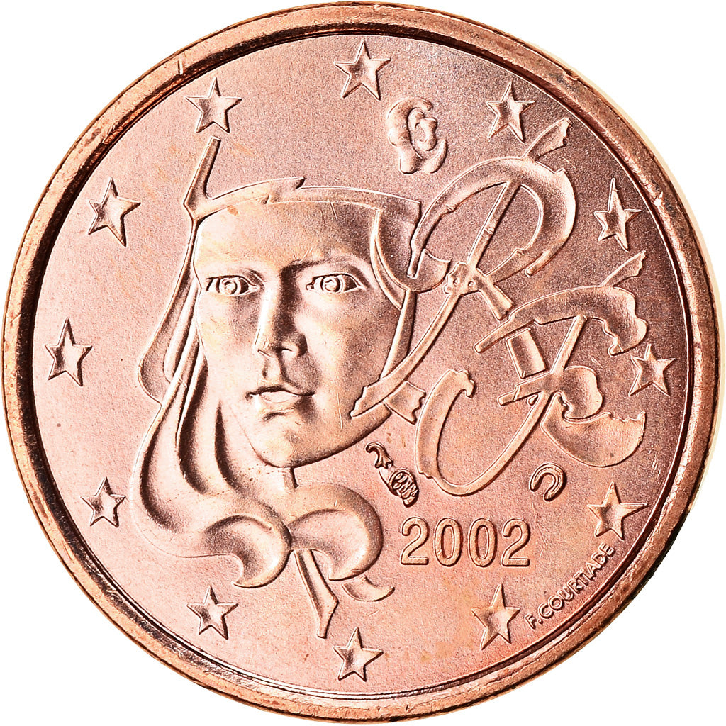 Francja, Euro Cent, 2002, Paris, BU, MS(65-70), Miedź platerowana stalą