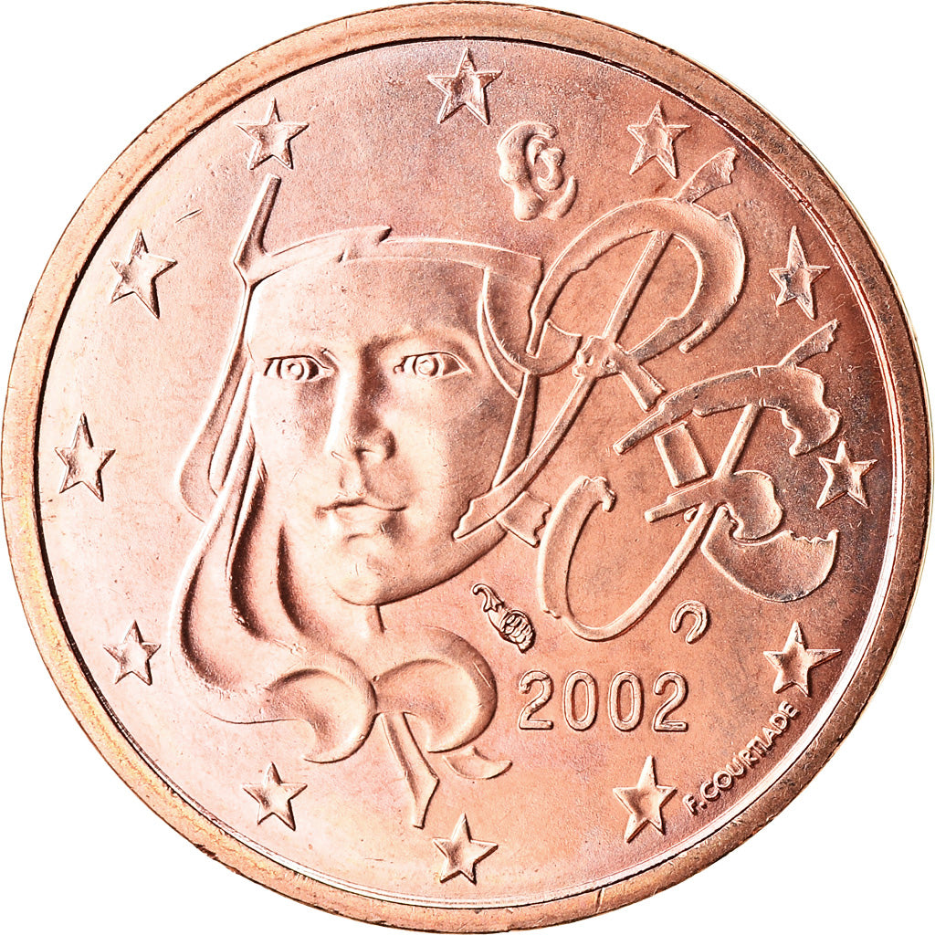 France, 2 Euro Cent, 2002, BU, MS(65-70), Copper Plated Steel, Gadoury:2