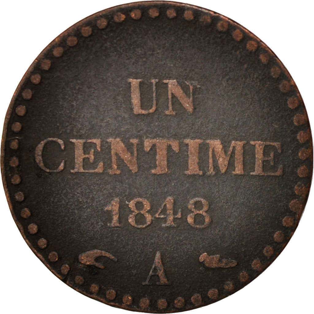 France, Dupré, Centime, 1848, Paris, VF(30-35), Bronze, KM:754, Gadoury:84