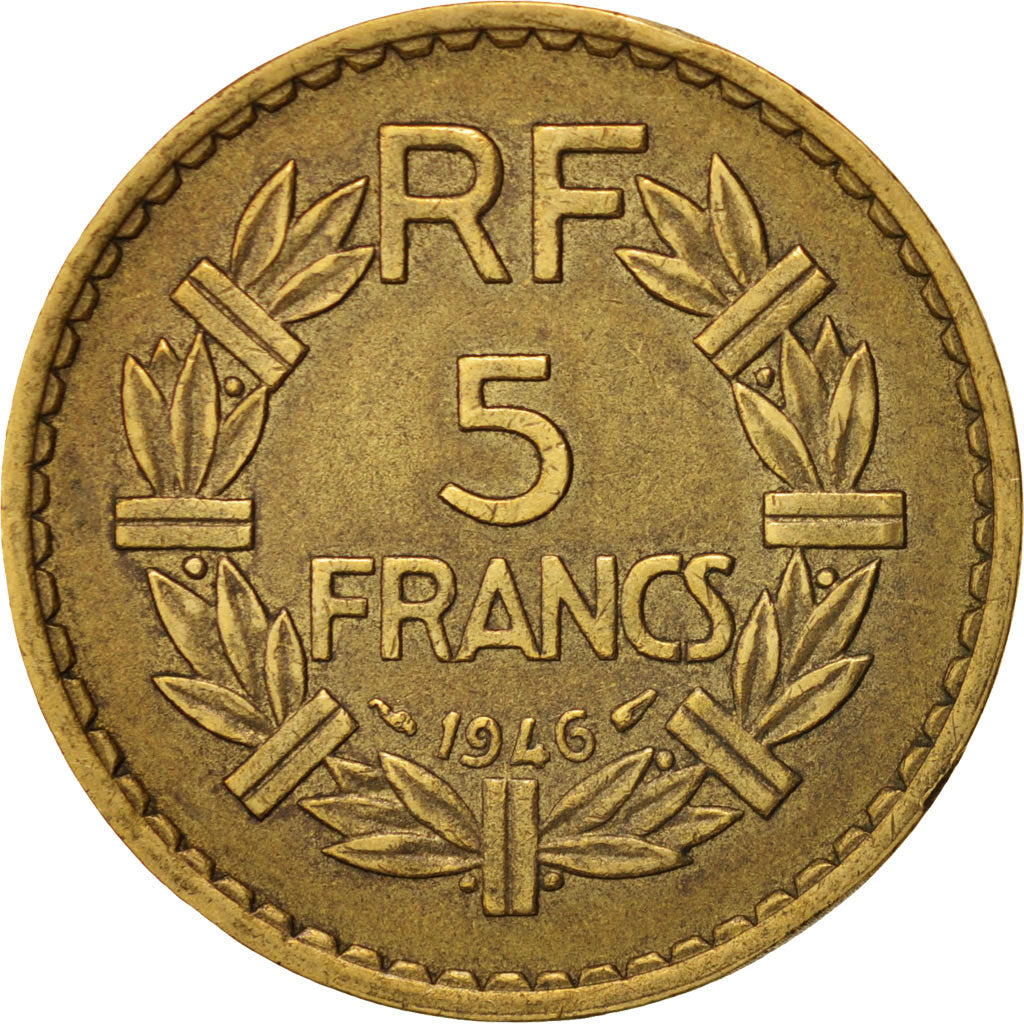 Francia, Lavrillier, 5 Francs, 1946, BB, Alluminio-bronzo, KM:888a.2, Gadoury...