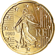 France, 20 Euro Cent, 2003, MS(65-70), Brass, Gadoury:5., KM:1286