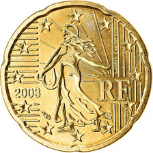 Francja, 20 Euro Cent, 2003, Paris, MS(65-70), Mosiądz, Gadoury:5., KM:1286