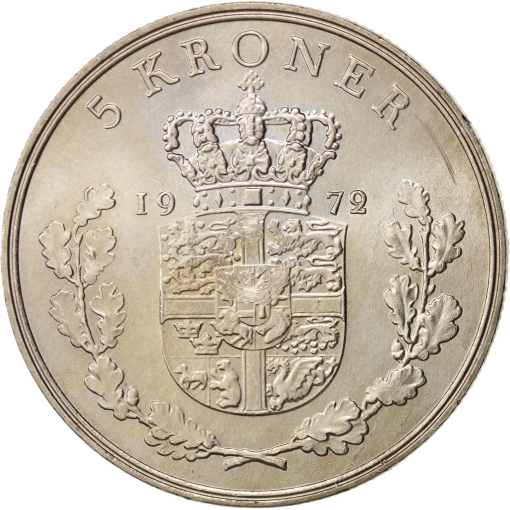 Denmark, Frederik IX, 5 Kroner,1972,Copenhagen,AU(55-58),Copper-nickelKM 853.2