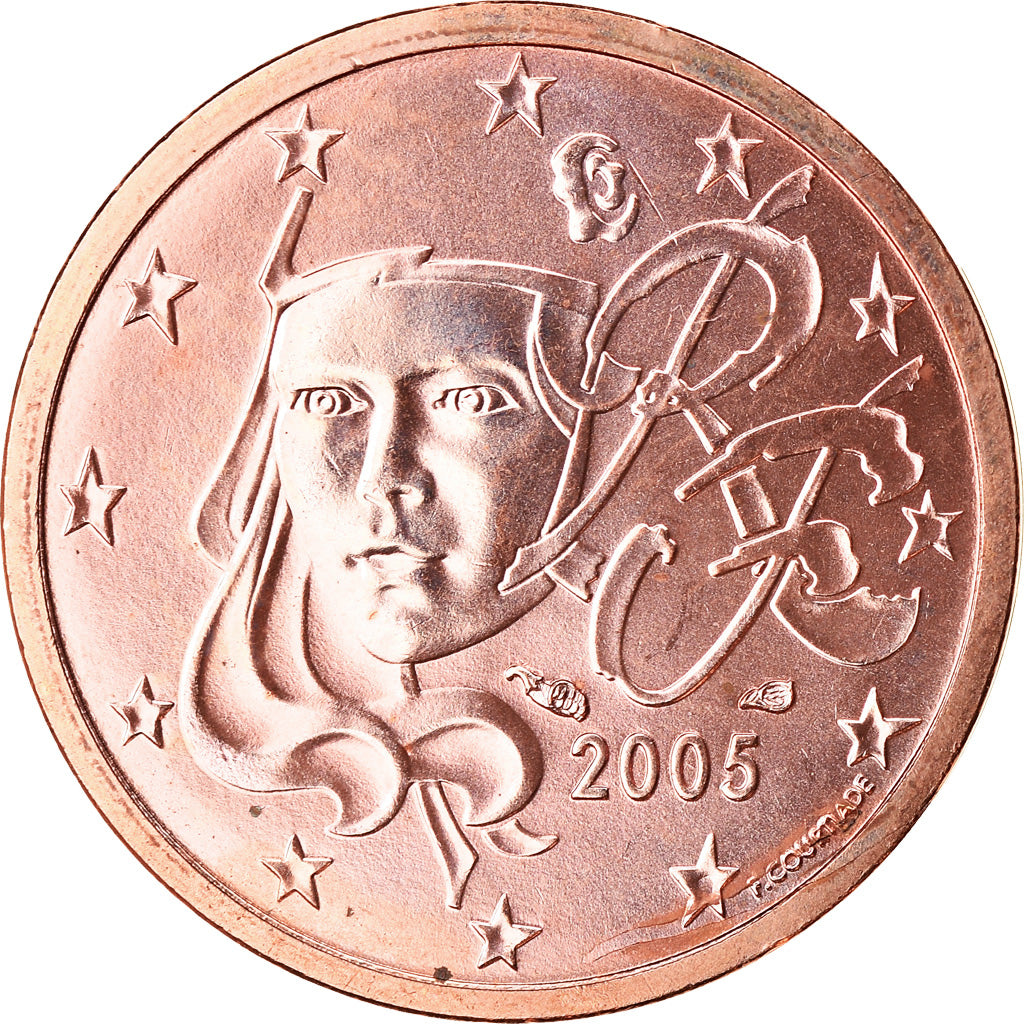 Frankrijk, 2 Euro Cent, 2005, BU, FDC, Copper Plated Steel, KM:1283