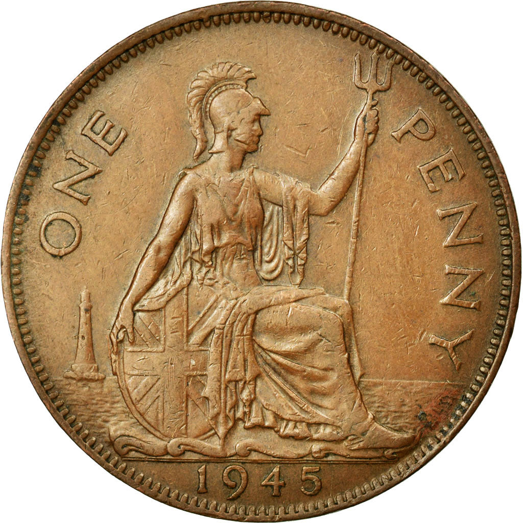 Coin, Great Britain, George VI, Penny, 1945, EF(40-45), Bronze, KM:845
