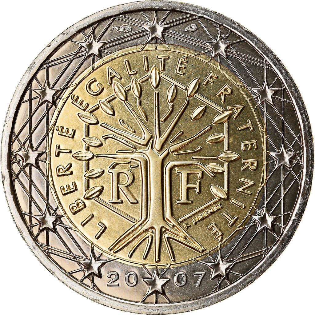France, 2 Euro, 2007, BU, MS(65-70), Bi-Metallic, Gadoury:8a., KM:1414