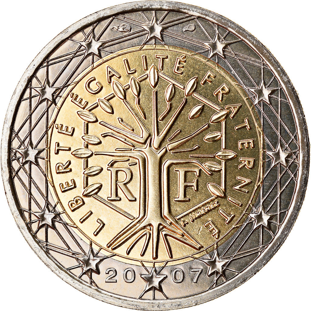 France, 2 Euro, 2007, BU, MS(65-70), Bi-Metallic, Gadoury:8a., KM:1414