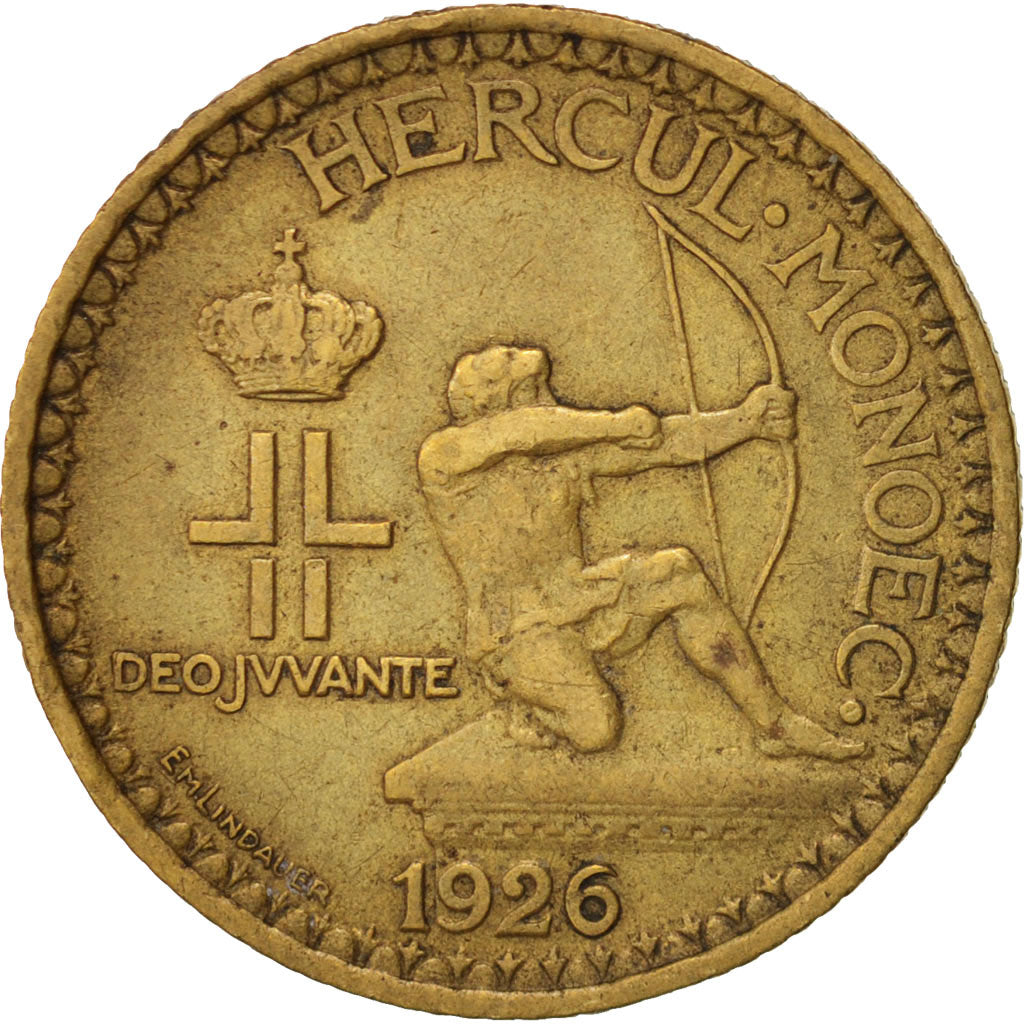 Monaco,Louis II,2 Francs,1926, Poissy,AU(50-53),Alu-Bronze, KM:115,Gadoury MC129
