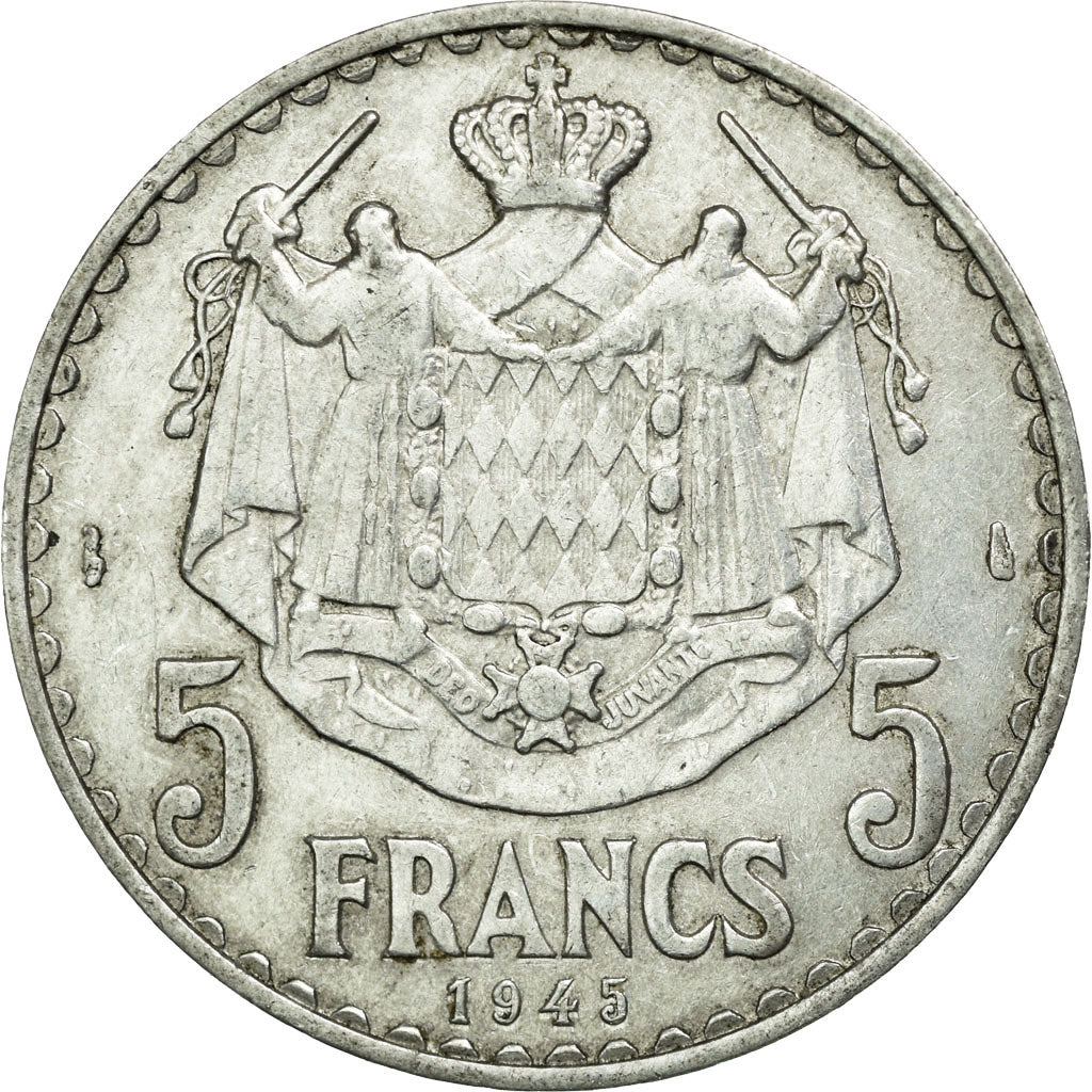 Coin, Monaco, Louis II, 5 Francs, 1945, AU(50-53), Aluminum, KM:122