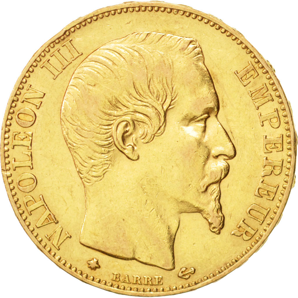 France, Napoleon III, 20 Francs,1858,Strasbourg,AU(50-53),KM 781.2, Gadoury 1061