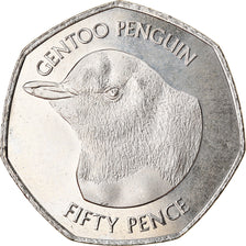 Moneta, Falklandy, 50 Pence, 2018, Pingouins - Manchot Papou, MS(65-70)