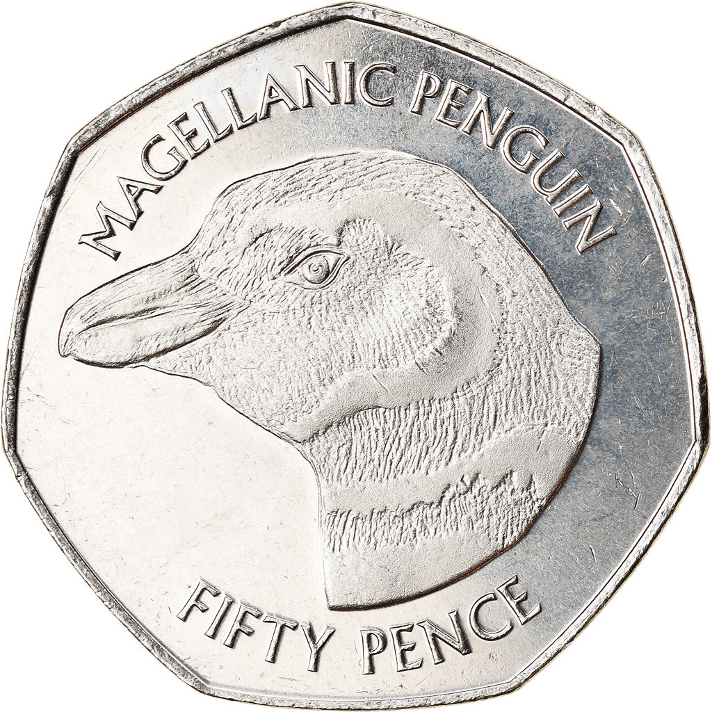 Moneta, Falklandy, 50 Pence, 2018, Pingouins - Manchot de Magellan, MS(65-70)
