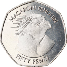 Moneda, Islas Malvinas, 50 Pence, 2018, Pingouins - Manchot Macaroni, FDC