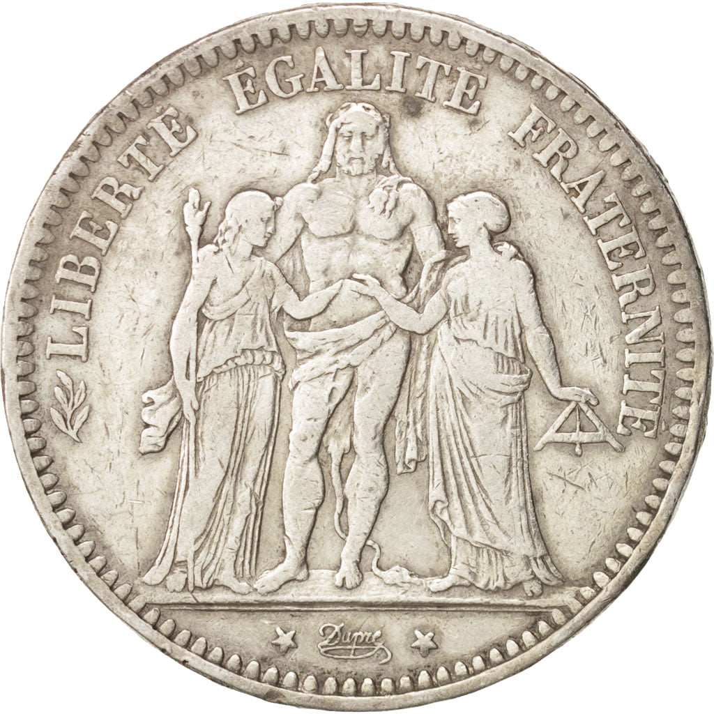 Coin, France, Hercule, 5 Francs, 1873, Bordeaux, EF(40-45), Silver, KM:820.2