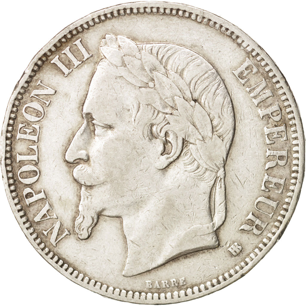 France, Napoléon III, 5 Francs, 1868, Strasbourg, VF(30-35),KM:799.2,Gadoury 739