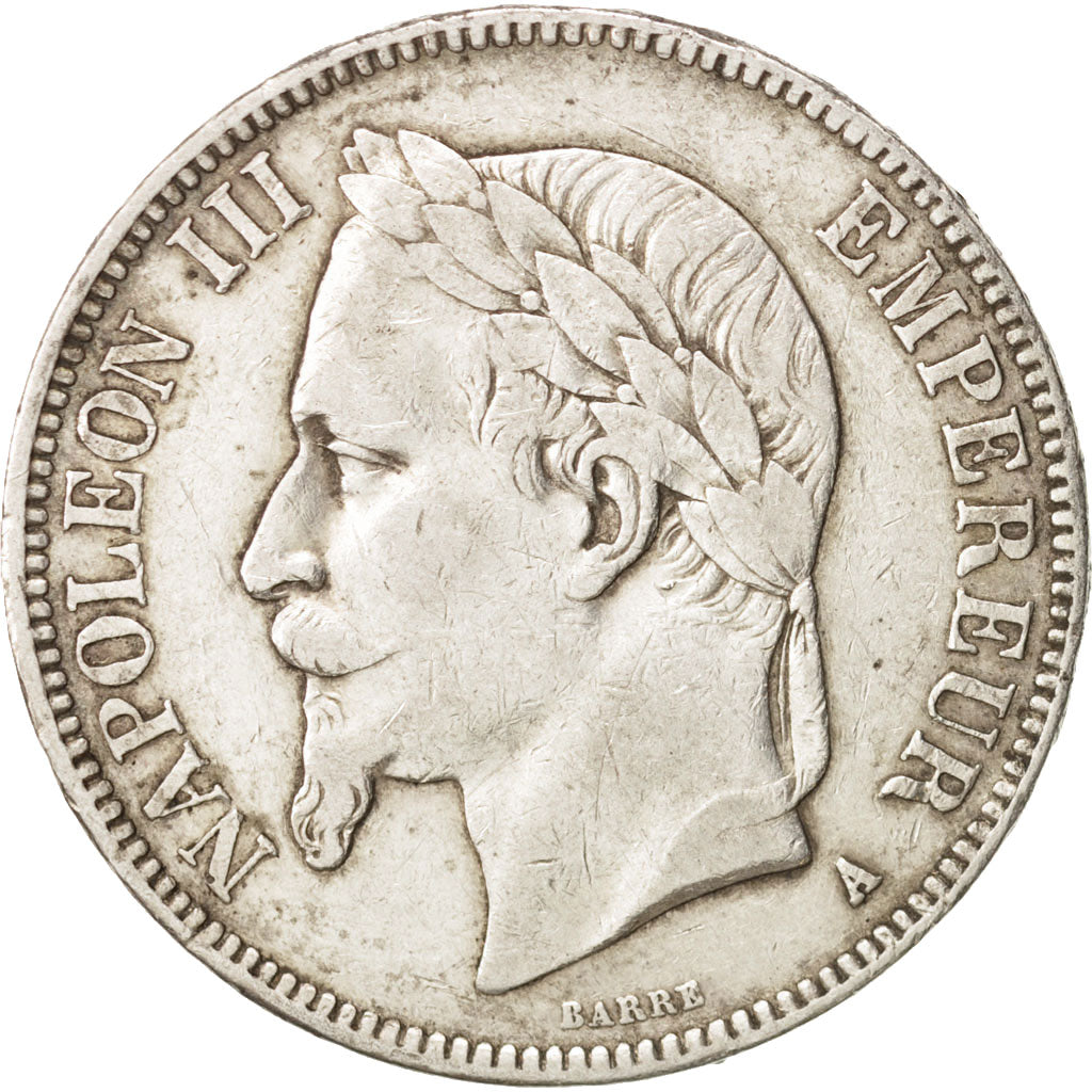 France, Napoleon III, 5 Francs, 1867, Paris, VF(30-35), KM 799.1, Gadoury 739