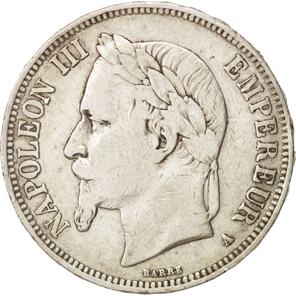France, Napoleon III, 5 Francs, 1869, Paris, VF(30-35), KM 799.1, Gadoury 739