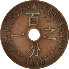 FRENCH INDO-CHINA, Cent, 1910, Paris, VF(30-35), Bronze, KM:12.1, Lecompte:68