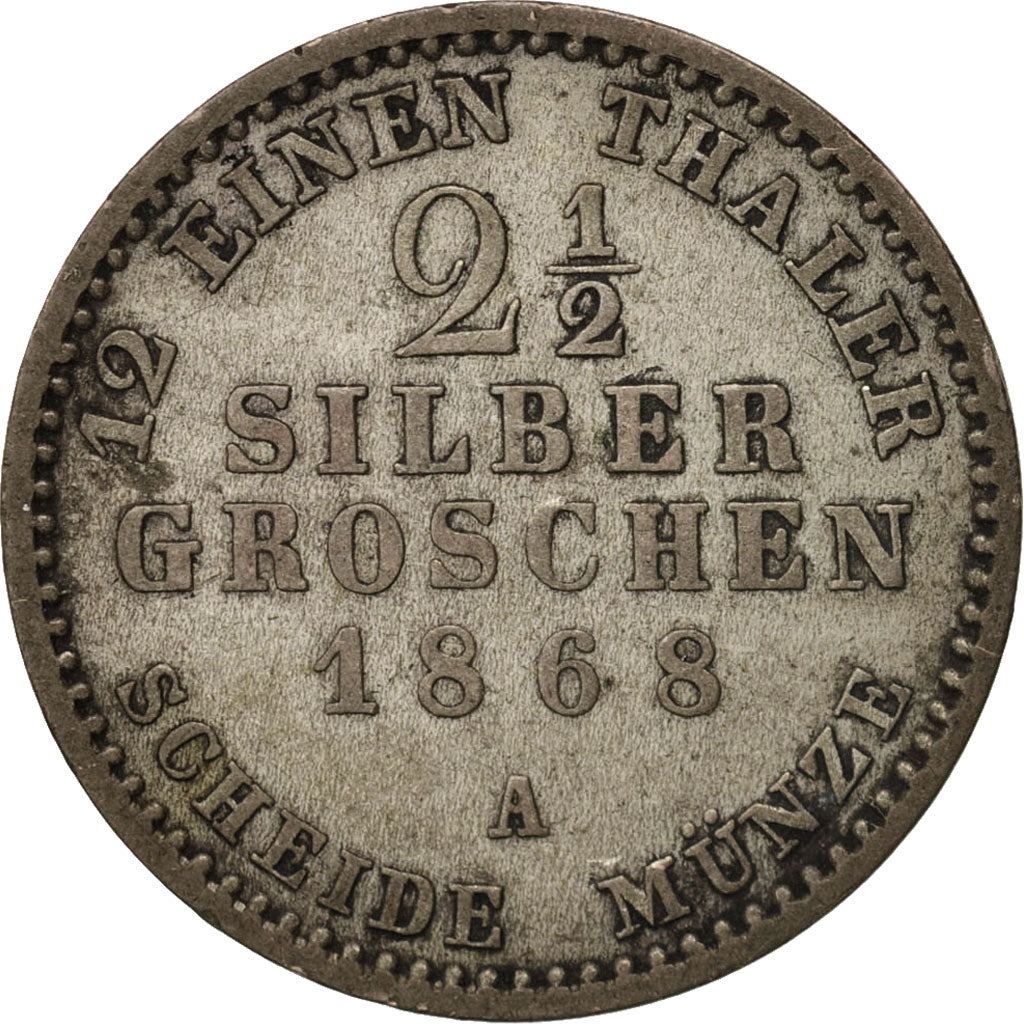 German States, PRUSSIA, Wilhelm I, 2-1/2 Silber Groschen, 1868, Berlin, KM 486