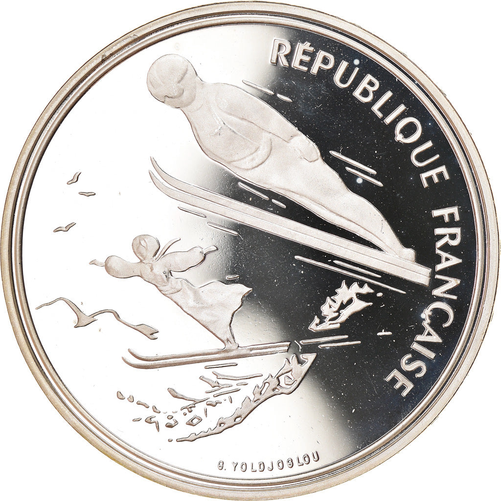 Coin, France, Saut à ski, 100 Francs, 1991, BE, MS(65-70), Silver, KM:995