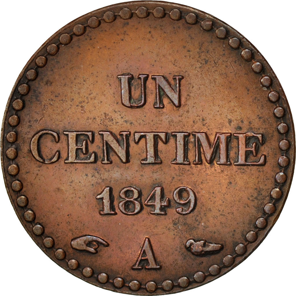 France, Dupré, Centime, 1849, Paris, AU(55-58), Bronze, KM:754, Gadoury:84